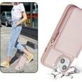 thumbnail image 3 of iPhone 14 Phone case Wallet with Zipper Card Holders for Women, iPhone 14 Case Wallet with Credit Card with Ring Kickstand Zipper Stand Case for iPhone14 - Pink, 3 of 9