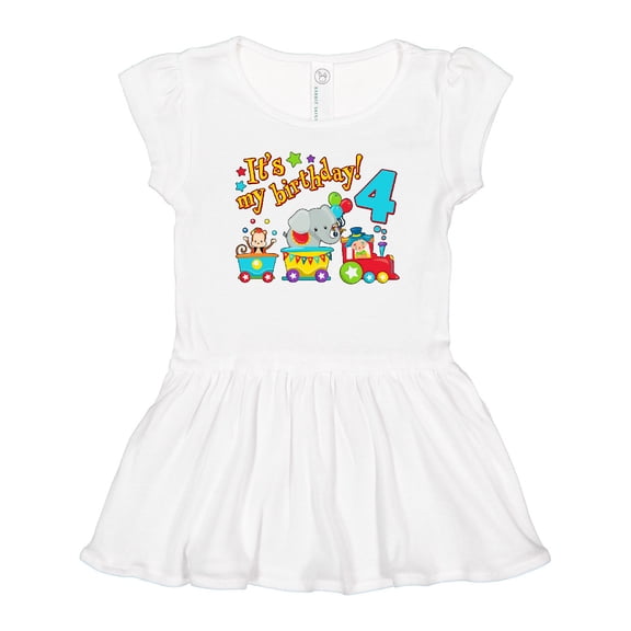 Inktastic Its My Birthday- Circus Train 4th Birthday Girls Toddler Dress