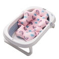 thumbnail image 1 of Cojín de baño para bebé con malla ajustable y soporte flotante para recién nacidos, color rosa arcoíris., 1 of 14