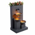 thumbnail image 4 of Teamson Home 3-Tier Cascading Outdoor Water Fountain with Planter & LED Lights, Gray, 4 of 12