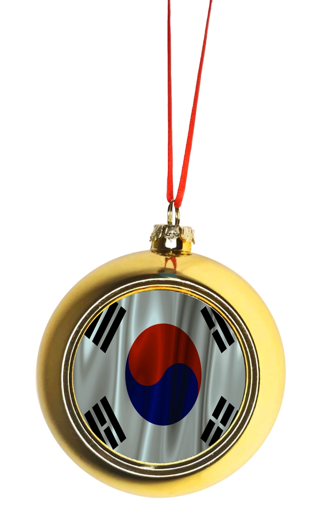 Flag South Korea South Korean Waving Bauble Christmas Ornaments