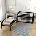 thumbnail image 3 of Triple Bunk Bed, Floor Bed with Safety Guardrail, Wood Bed Frame with Climbing Ladder, Easy to Assemble, Saving Space, Bed Bedroom Storage Guard Rail Ladder for Teens, Boys or Girls,Espresso, 3 of 6