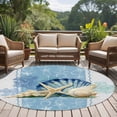 thumbnail image 5 of Summer Ocean Seashell Round Living Room Rugs 5 ft, Blue Sea Shell Starfish Coral Linen Washable Area Rug with Non-Slip Sturdy Edge Binding Round Carpet for Entryway Kitchen Bedroom Bathroom, 5 of 9
