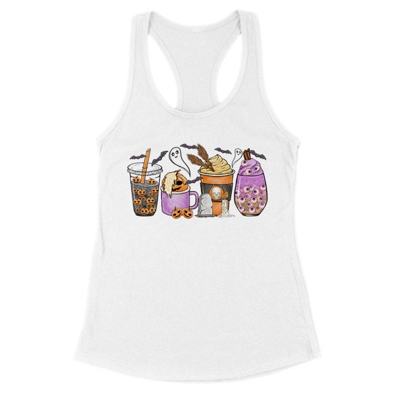 Halloween Coffee Tank Top Fitted Racerback Women's Large White