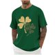 thumbnail image 1 of Blusas y camisas de manga corta con cuello redondo para hombre. Blusa de poliéster con hombros caídos y cuello redondo con estampado del Día de San Patricio., 1 of 3