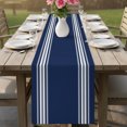 thumbnail image 6 of Table Runners 120 Inches Long Dress Scarves, Navy Blue Striped Farmhouse Coffee/Dining/Kitchen Table Decor Table Runner for Living Room, Farmhouse White Stripes Aesthetics 13x120 Inch, 6 of 9