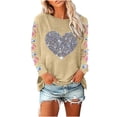 thumbnail image 2 of Meichang Hauts pour Femmes Manches Longues Saint-Valentin Shirt Cœur Graphique Tee Tops Col Rond Coupe Ample Pull Tops Vacances 2025 Soldes, 2 of 4