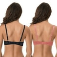 thumbnail image 2 of Curve Muse Women’s Plus Size Underwire Add 1+ Cup Push Up Mesh Lace Bra-2PK-Pom Pien Red,Black-36DD, 2 of 6