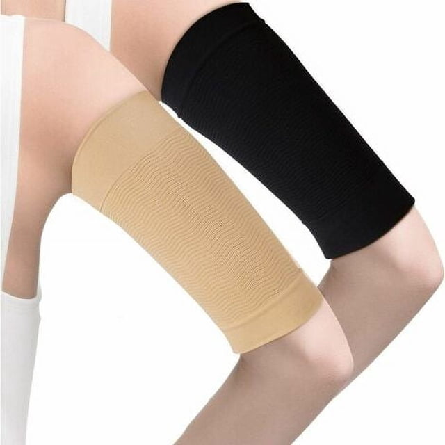 4 pares de mangas elásticas de compresión para brazos adelgazantes para mujeres y niñas (color negro y desnudo)