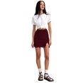 thumbnail image 4 of Women'S Satin Lace Trim High Waist Split Hem Bodycon Mini Short Skirt Wine Red L, 4 of 9