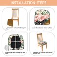 thumbnail image 4 of Pink Flowers with Gingham Bow Seat Covers for Dining Room Chairs Set Of 4,Stretch Printed Washable Chair Seat Cover with Elastic Ties and Button,Removable Waterproof Couch Cushion Covers, 4 of 6