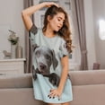 thumbnail image 3 of Balery Adorable Puppy Portrait Camisón de manga corta con cuello redondo para mujer, cómodo y elegante., 3 of 6