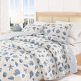 thumbnail image 6 of Coastal Quilt Set - Lightweight, Soft, All-Season - 3-Piece Reversible Coral Bedding Set (King / California King, Blue Shells), 6 of 6