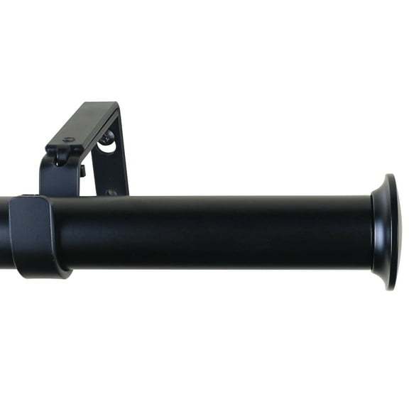 MERIVILLE 1-Inch Diameter Dobson End Cap Single Window Treatment Curtain Rod, 48-Inch to 84-Inch, Black