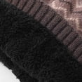 thumbnail image 4 of 3 Pieces Winter Hats for Men Women Scarf Touch Screen Gloves Set Men's Stripe Winter Woolen Hat Set Color Blocked Knitted Hat Scarf Glove Coffee, 4 of 6