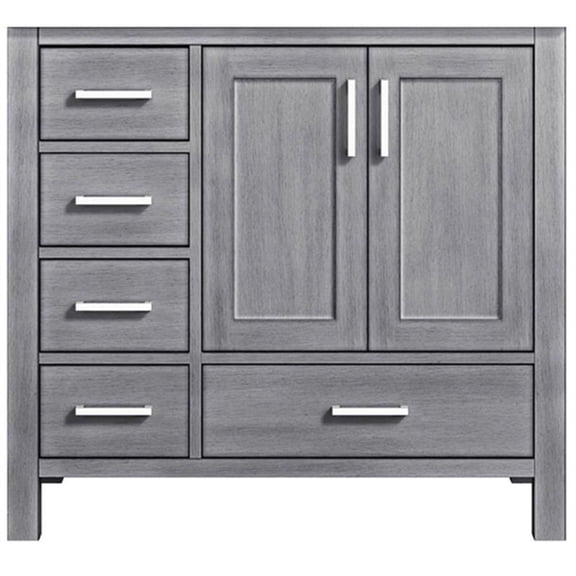 Lexora Home Jacques 36" Vanity Cabinet in Distressed Gray