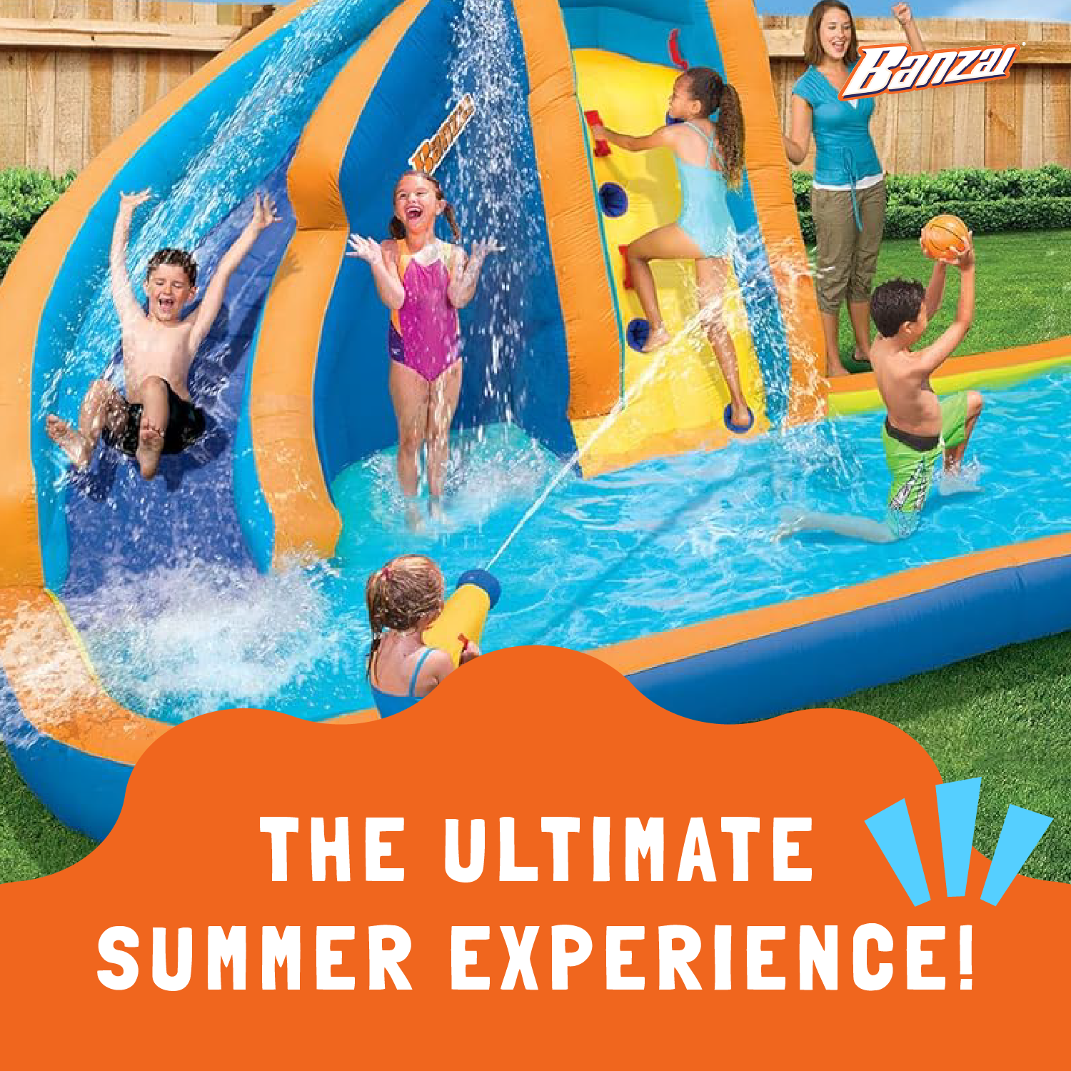 Inflatable Water Walmart Banzai Water Park Inflatable Pool Banzai Splash  Summit Water Park Banzai Water Toys