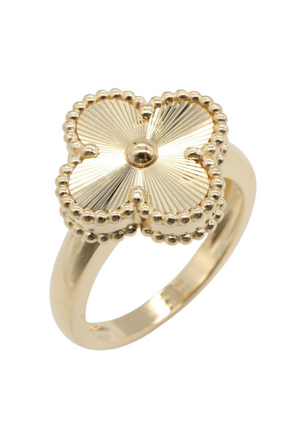 Pre-Owned Van Cleef & Arpels Vintage Alhambra Guilloched Ring, 18K Yellow Gold, Women's,...