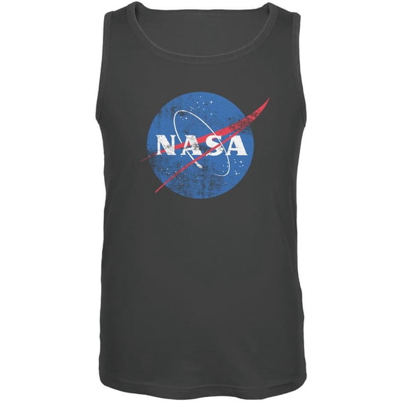 NASA Distressed Logo Charcoal Grey Adult Tank Top - X-Large