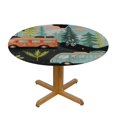 thumbnail image 3 of Orinice Trees Mountains Tent Round Table Cover Stain Resistant Washable Indoor Outdoor Tablecloth Kitchen Dining Wedding Parties Picnic Farmhouse 100% Polyester Fiber 46-50, 3 of 8