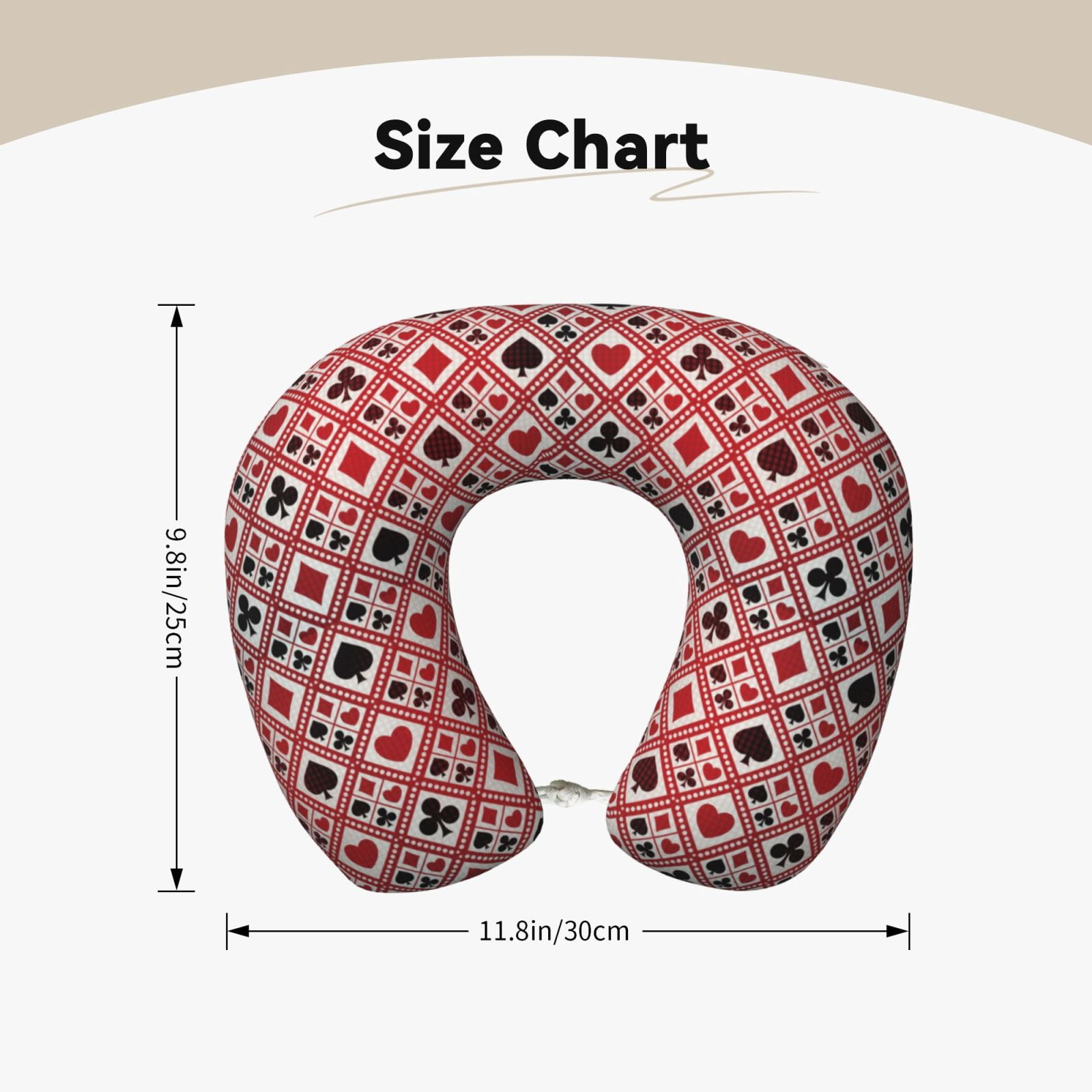 Xecao Poker Print Memory Foam Cervical Neck Pillow Versatile U-Shaped Pillows for Home,Office,Camping,Travelling,Soft Washable Cover