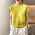 thumbnail image 4 of Women's Mock Neck Sleeveless Textured Sweater Vest Casual Cap Sleeve Knit Pullover Tank Tops, 4 of 7