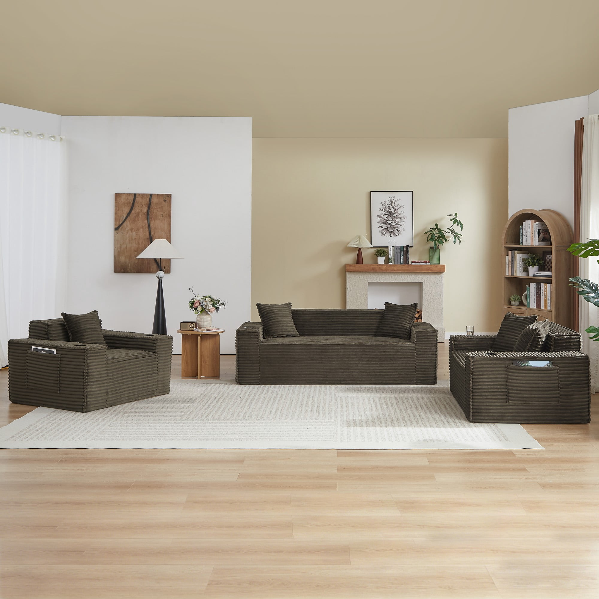 Boneless Loveseat, 2-Person Compact Sofa, No Assembly Required, Brown