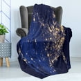 thumbnail image 4 of Night Soft Flannel Fleece Blanket, Continent America by Night As Seen from Outer Space Vibrant View Planet Earth, Cozy Plush for Indoor and Outdoor Use, 60" x 80", Mustard Navy Blue, by Ambesonne, 4 of 5
