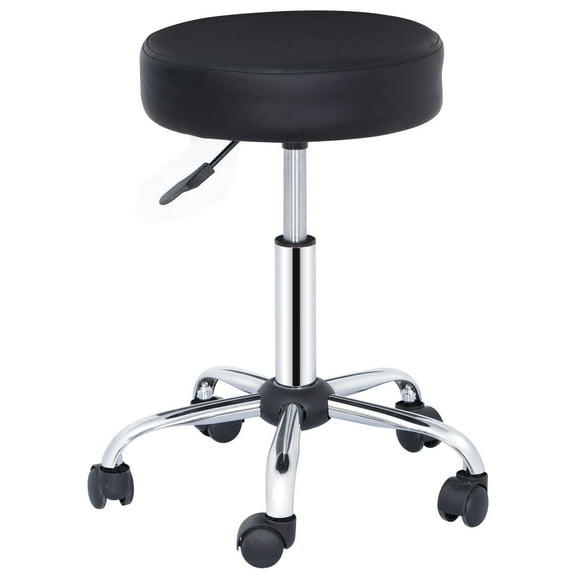 TYUIOP Adjustable Round Rolling Stool with Wheels, Drafting Stool Chair for Salon Spa Tattoo Home Office Massage Work Black