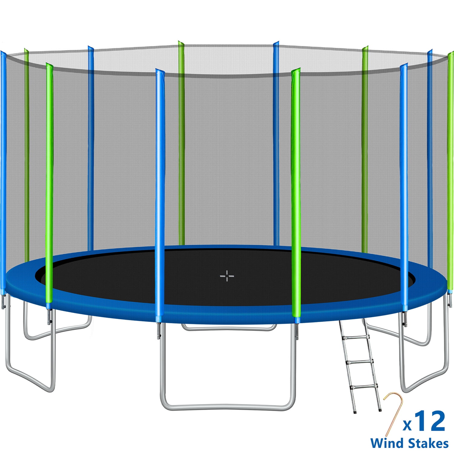 Kadyn 16FT Jumping Trampoline, Round Outdoor Recreational Trampoline with Safety Enclosure Net, Ladder and 12 Wind Stakes, Children Trampoline for Kids, Colorful Kadyn 16FT Jumping Trampoline, Round Outdoor Recreational Trampoline with Safety Enclosure Net, Ladder and 12 Wind Stakes, Children Trampoline for Kids, Colorful