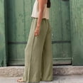 thumbnail image 6 of LEBONYARD Womens Plus Size Clearance $5,Women's Wide Leg Knit Cargo Pants,Women's Summer Solid Elastic Waist Cotton Linen Casual Wide Leg Pants Khaki XL, 6 of 9