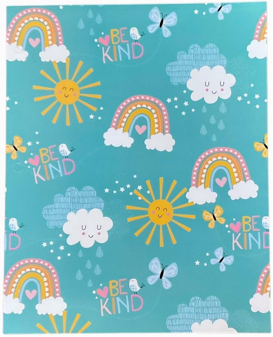 Back to School 2 Pocket Folders Hearts, Flowers, Cherries, Rainbows  Set of 4  Elementary Grade School