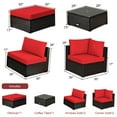 thumbnail image 2 of Patiojoy 6PCS Patio Rattan Furniture Set Outdoor Sectional Sofa Set w/Coffee Table & Ottoman Red, 2 of 6