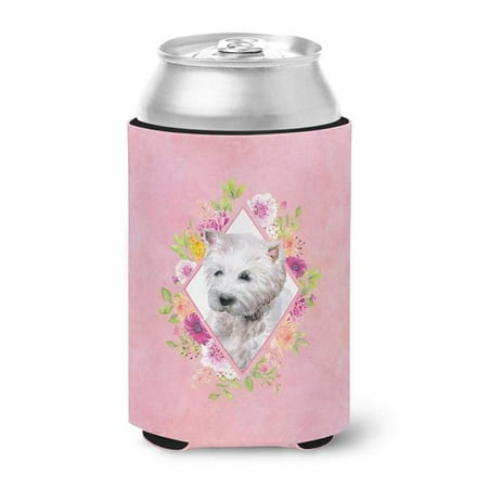 

West Highland White Terrier Pink Flowers Can or Bottle Hugger