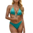 thumbnail image 2 of Hot days, bold styles UTSJKR Women's Conservative Solid Color Sexy 2-Piece Bikini Swimsuit Set with Mesh Skirt & Built-in Padded Bra (Wireless), 3 Pieces in Total Green M, 2 of 9