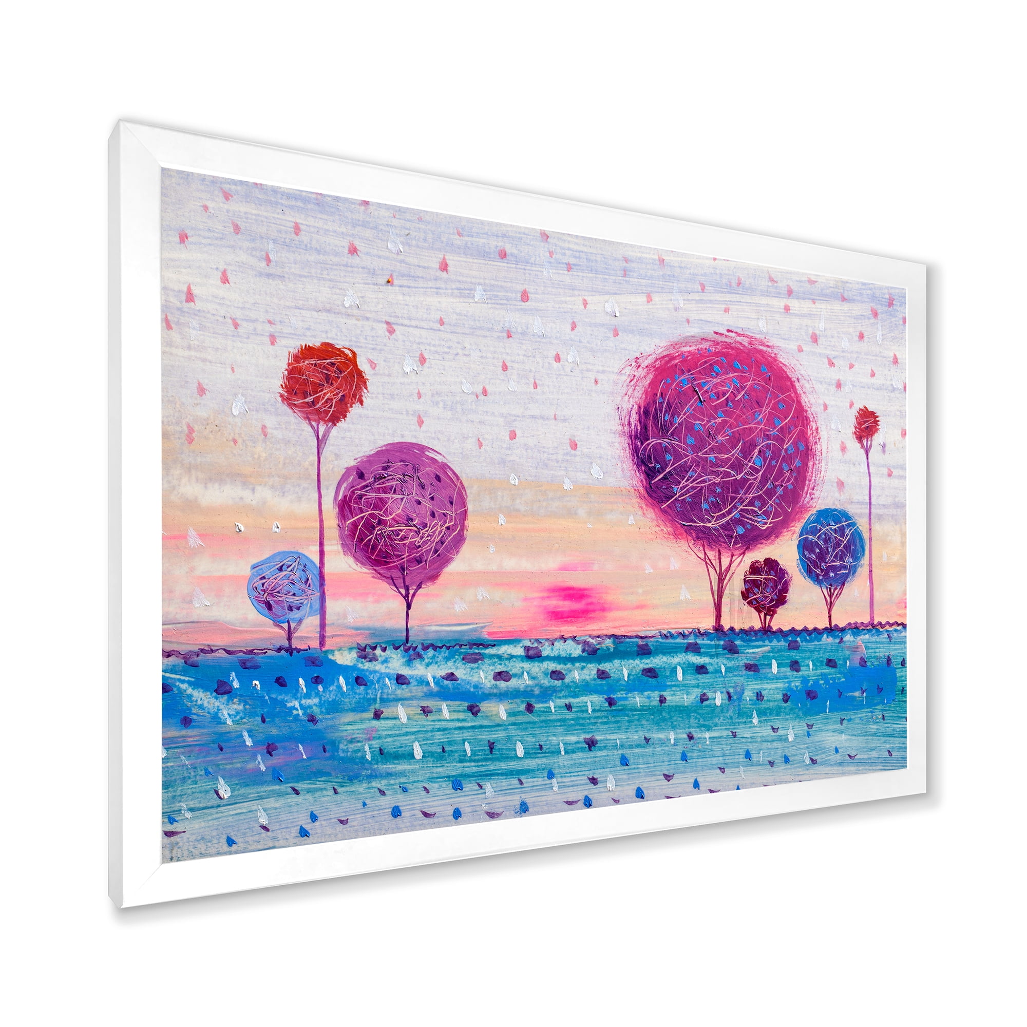 Designart 'Purple Coloured Tree Impression Landscape II' Modern Framed Art Print