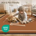 thumbnail image 4 of ODIKA 9'x12' Washable Area Rug Low Pile, Flatwoven, Warm Brown Thankful Leaf Design Elegant with Botanical Accents for Great Room, Indoor Concept, Large Living, 4 of 7