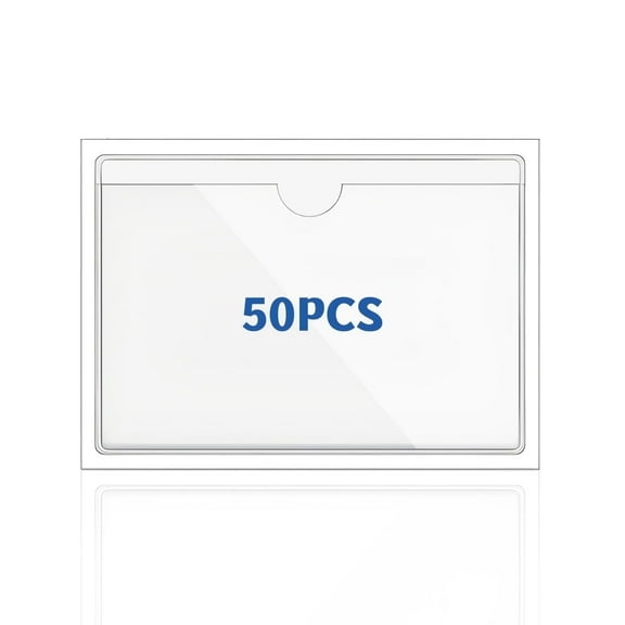 Organize and Protect with Clear Adhesive Index Card Pockets, 3" x 5" Self-Adhesive Plastic Sleeves for Storage Bin, Library Card, and Labeling