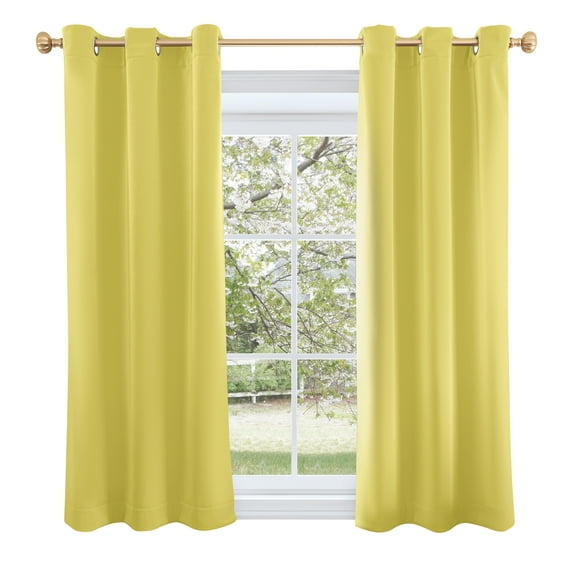 Sun Zero Riley Kids Bedroom Blackout Grommet Curtain Panel in Lemon Yellow