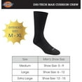 thumbnail image 3 of Dickies Men's 6 pairs Dri-Tech Max Cushion Crew Socks, Sizes 6-12, Solid Black, 3 of 3