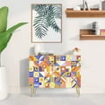 thumbnail image 2 of PixonSign Sideboard Buffet Cabinet, Kitchen Storage Cabinet with 2 Doors, Mid-Century Retro Vibrant, Cupboard Console Table for Dining Room - 35" L x 18" W x 29" H, 2 of 5