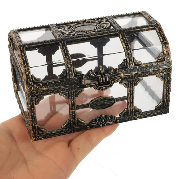 HONITANO 4Pcs Small Treasure Chest Box Retro Pirate Theme Bronze Color Plastic for Weddings and Festivals