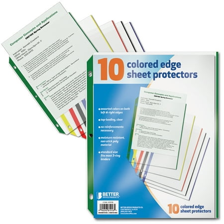 Better Office Products Color Edge Sheet Protectors 10 Count Pack Better Office Products Color Edge Sheet Protectors 10 Count Pack 12 Packs