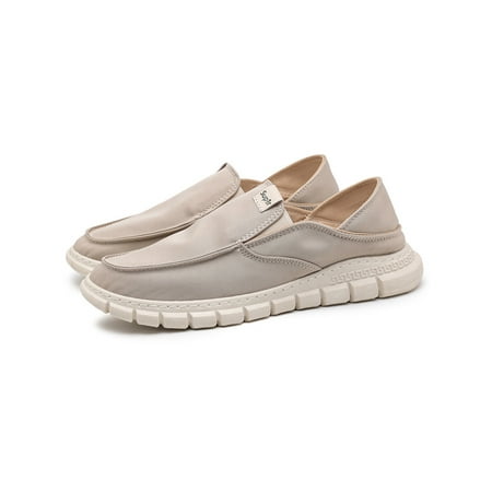 

Daeful Mens Casual Shoe Lightweight Walking Flats Comfort Canvas Loafer Men Breathable Soft Slip On Sneaker Khaki 8