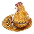thumbnail image 2 of Caja de baratijas con forma de gallina dorada, exquisita caja de joyería pequeña hecha a mano con diamantes de imitación para decoración de escritorio., 2 of 14