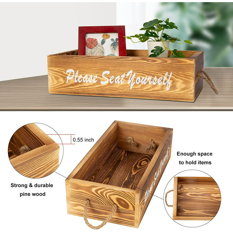 A Selected 2 Packs Pine Wood Organizer Open Box with Handles, Toilet Wooden  Storage Box for Bathroom and Kitchen.