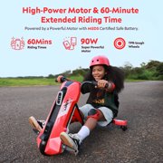 ORFELD 24V Electric Go Kart for Big Kids, High-Power Battery Ride On Toy with Safety Belt, Drift Cart Gift for Boys & Girls,Red
