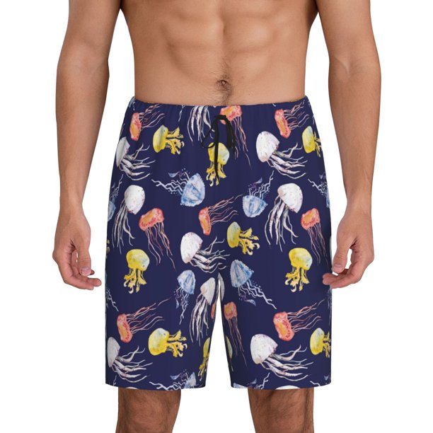 Fotbe Colorful Jellyfish Pantalones Cortos de Pijama para Hombre, Ropa de Dormir, Pantalones de Pijama Cortos para Hombre-3X-Large