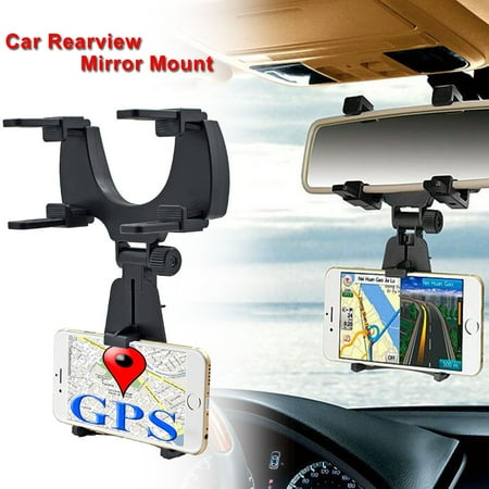 TSV Auto Car Rearview Mirror Mount Stand Holder Cradle For Cell Phone GPS (Best Auto Cell Phone Holder)