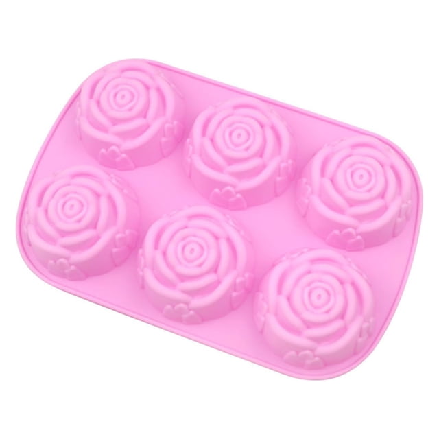 Moldes de Silicona para Jabón en Forma de Rosa, 6 Cavidades, Molde de Flores para Hacer Jabones Artesanales, Velas, Chocolate y Manualidades, Color Rosa